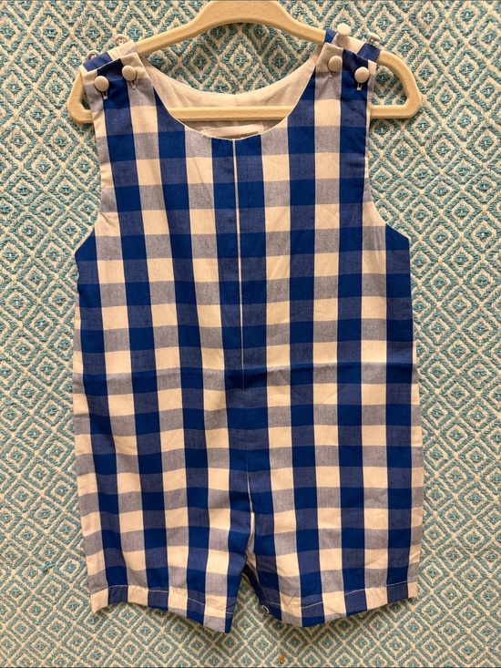Lil Cactus Other - Lil Cactus Blue and White Gingham Kids Overalls